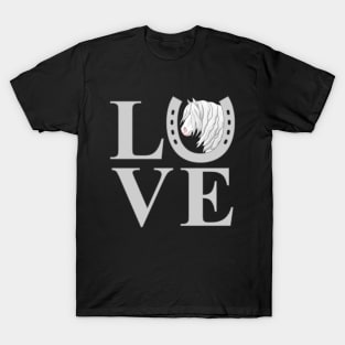 White Gray Gypsy Vanner Draft Horse LOVE T-Shirt